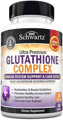 BIOSCHWARTZ GLUTATHIONE 500MG WITH QUERCETIN, VITAMIN C MILK THISTLE IMMUNE LIVER SUPPORT 60 CAPSULE