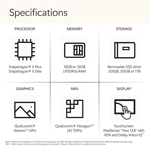 MICROSOFT SURFACE LAPTOP 2024, 13.8 TOUCHSCREEN, SNAPDRAGON X ELITE, 16GB RAM, 1TB SSD, PLATINUM