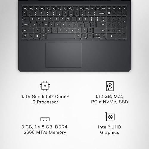 DELL INSPIRON 3530 LAPTOP 15.6 FHD, INTEL I3-1305U, 8GB RAM, 512GB SSD, WINDOWS 11, BLACK
