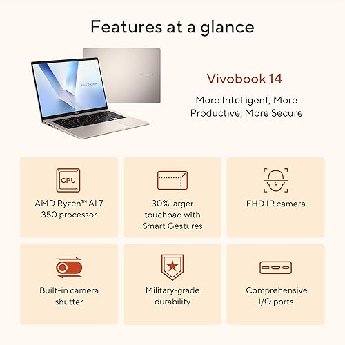 ASUS VIVOBOOK 14 LAPTOP RYZEN 7 3500U, 16GB RAM, 512GB SSD, RADEON GRAPHICS, PLATINUM GOLD