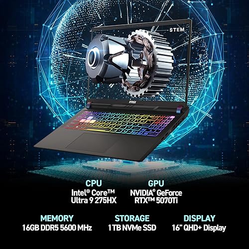 MSI VECTOR 16 HX 16 QHD 240HZ GAMING LAPTOP INTEL CORE I9-12975HX RTX 4070TI 16GB 1TB SSD