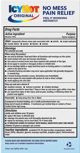 ICY HOT ORIGINAL MEDICATED PAIN RELIEF LIQUID 2.5 OZ, NO MESS APPLICATOR PACK OF 2