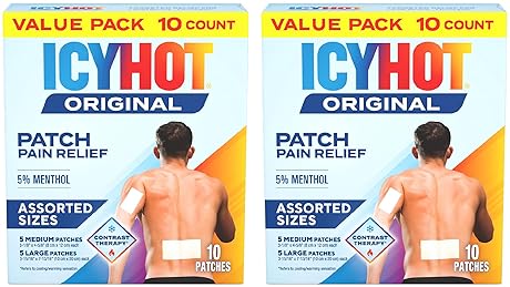ICY HOT PAIN RELIEF PATCH VARIETY PACK 5 MENTHOL, 10 MEDIUM LARGE FABRIC PATCHES, 2-PACK