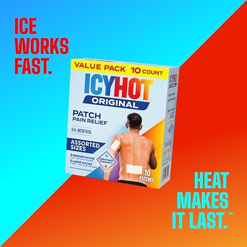 ICY HOT PAIN RELIEF PATCH VARIETY PACK 5 MENTHOL, 10 MEDIUM LARGE FABRIC PATCHES, 2-PACK