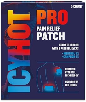 ICY HOT PRO NO-MESS PAIN RELIEF PATCHES WITH MENTHOL CAMPHOR, ADVANCED HYDROGEL, 5 CT