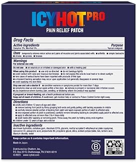 ICY HOT PRO NO-MESS PAIN RELIEF PATCHES WITH MENTHOL CAMPHOR, ADVANCED HYDROGEL, 5 CT