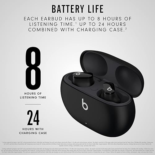 BEATS STUDIO BUDS TRUE WIRELESS EARBUDS NOISE CANCELLING BLUETOOTH IPX4 SWEAT RESISTANT BLACK