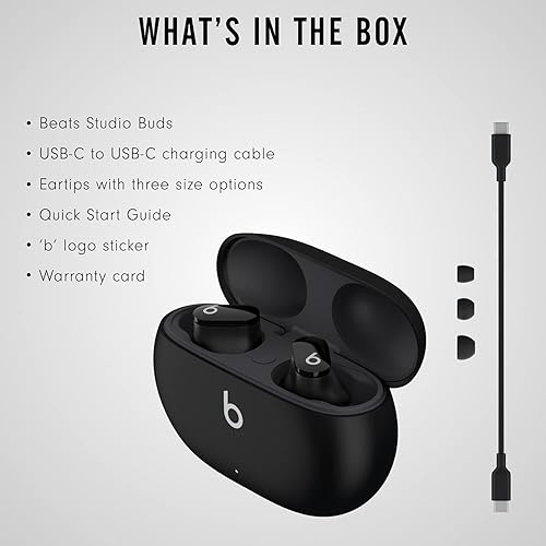 BEATS STUDIO BUDS TRUE WIRELESS EARBUDS NOISE CANCELLING BLUETOOTH IPX4 SWEAT RESISTANT BLACK