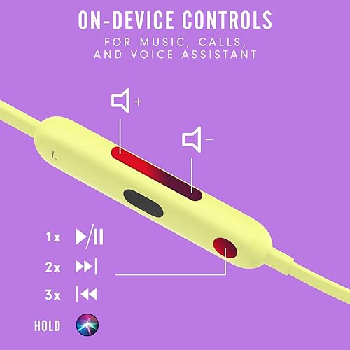 BEATS FLEX WIRELESS EARBUDS WITH APPLE W1 CHIP, MAGNETIC, BLUETOOTH 5.0, 12H PLAYTIME - YUZU YELLOW