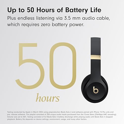 BEATS SOLO 4 WIRELESS BLUETOOTH HEADPHONES ON-EAR, APPLE ANDROID, 50H BATTERY, BLACK GOLD