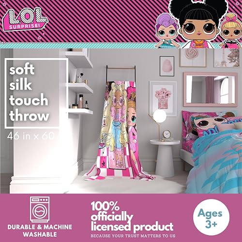 LOL SURPRISE PLUSH THROW BLANKET FOR KIDS, 46X60, SUPER SOFT, OFFICIALLY LICENSED