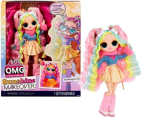 L.O.L. SURPRISE OMG SUNSHINE COLOR CHANGE BUBBLEGUM DJ DOLL WITH HAIR FASHION GIFT FOR KIDS 4