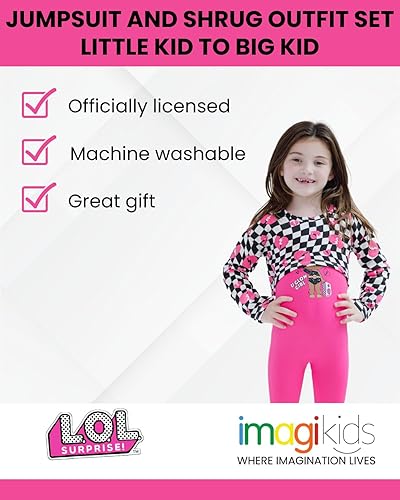 L.O.L. SURPRISE! QUEEN BEE GIRLS JUMPSUIT FLEECE SHRUG OUTFIT SET KIDS SIZES 4-16