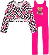 L.O.L. SURPRISE! QUEEN BEE GIRLS JUMPSUIT FLEECE SHRUG OUTFIT SET KIDS SIZES 4-16