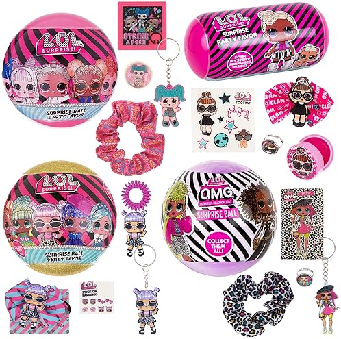 L.O.L. SURPRISE! 4-PACK ASSORTED BALLS - OMG BIRTHDAY PARTY FAVORS ACCESSORIES FOR GIRLS