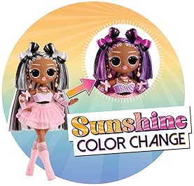 LOL SURPRISE OMG SUNSHINE DOLL WITH COLOR-CHANGING HAIR, FASHIONS ACCESSORIES GIFT FOR KIDS 4
