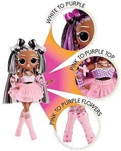 LOL SURPRISE OMG SUNSHINE DOLL WITH COLOR-CHANGING HAIR, FASHIONS ACCESSORIES GIFT FOR KIDS 4