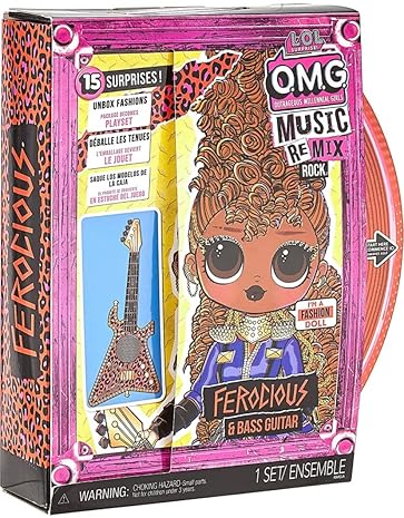 L.O.L. SURPRISE OMG REMIX ROCK DOLL WITH 15 SURPRISES BASS GUITAR, OUTFIT PLAYSET, KIDS GIFT