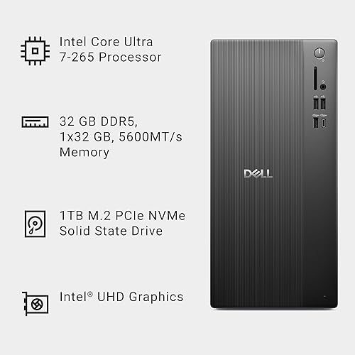 DELL TOWER DESKTOP ECT1250 - INTEL CORE ULTRA 7-265, 16GB DDR5, 1TB SSD, UHD GRAPHICS, KEYBOARD