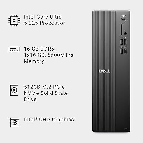 DELL SLIM DESKTOP ECS1250, INTEL CORE ULTRA 5-225, 16GB DDR5, 512GB SSD, UHD GRAPHICS, KEYBOARD