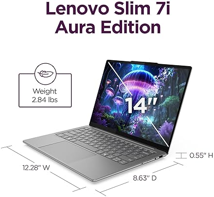 LENOVO SLIM 7I AURA 2025 LAPTOP - CORE ULTRA 7, 16GB RAM, 1TB SSD, 14 WUXGA OLED, LUNA GREY