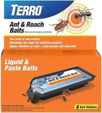 TERRO ANT ROACH BAIT STATIONS, INDOOR KILLER FOR ANTS, ROACHES SILVERFISH, 4 PACK T360