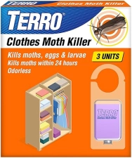 TERRO CLOTHES MOTH KILLER T2903 3 PACK KILLS ADULT MOTHS, LARVAE EGGS ODOR-FREE