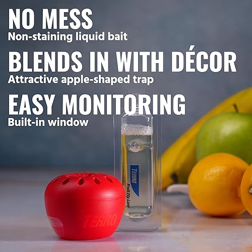 TERRO FRUIT FLY TRAPS INDOOR 4-PACK WITH 180-DAY LURE SUPPLY EFFECTIVE PEST CONTROL