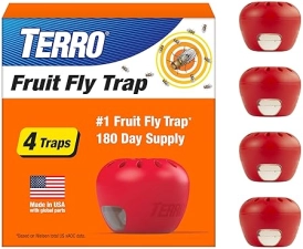 TERRO FRUIT FLY TRAPS INDOOR 4-PACK WITH 180-DAY LURE SUPPLY EFFECTIVE PEST CONTROL