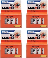 TERRO T518 INDOOR FLY TRAP STICKY FLY CATCHER FOR HOUSEFLIES, 4-PACK HANGING FLY TRAPS