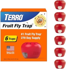 TERRO INDOOR FRUIT FLY TRAPS 6 PACK WITH 270-DAY LURE SUPPLY FOR EFFECTIVE PEST CONTROL
