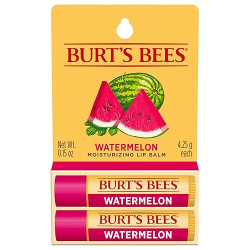 BURTS BEES WATERMELON LIP BALM 2-PACK, NATURAL MOISTURIZER WITH RESPONSIBLY SOURCED BEESWAX