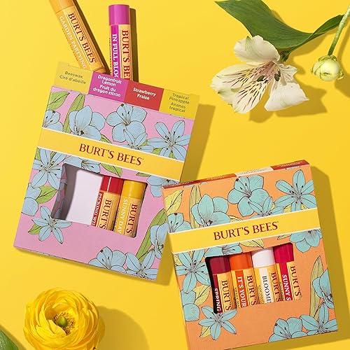 BURTS BEES IN FULL BLOOM LIP BALM SET 4 NATURAL BEESWAX FRUIT FLAVORS, 0.15 OZ EACH