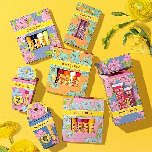 BURTS BEES IN FULL BLOOM LIP BALM SET 4 NATURAL BEESWAX FRUIT FLAVORS, 0.15 OZ EACH