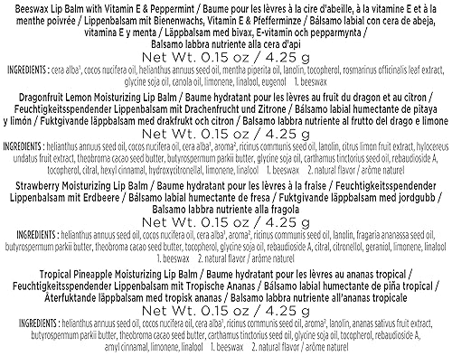 BURTS BEES IN FULL BLOOM LIP BALM SET 4 NATURAL BEESWAX FRUIT FLAVORS, 0.15 OZ EACH