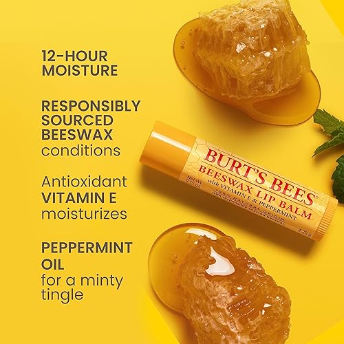 BURTS BEES BALM BOUQUET LIP BALM SET 4 NATURAL FLAVORS, 0.15 OZ TUBES, BEESWAX VANILLA