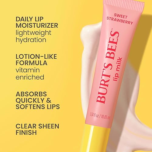 BURT S BEES SWEET STRAWBERRY LIP MILK LIP BALM, VITAMIN ENRICHED MOISTURIZER, 0.34 OZ