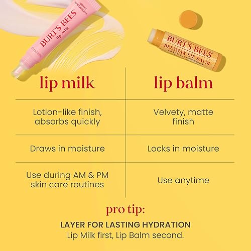 BURT S BEES SWEET STRAWBERRY LIP MILK LIP BALM, VITAMIN ENRICHED MOISTURIZER, 0.34 OZ