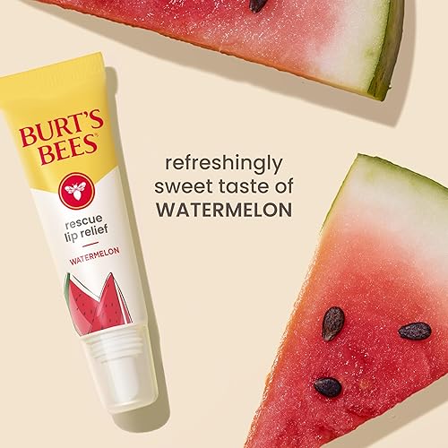 BURTS BEES RESCUE LIP RELIEF BALM 2-PACK, WATERMELON BERRY, HYDRATING, NATURAL 0.35OZ