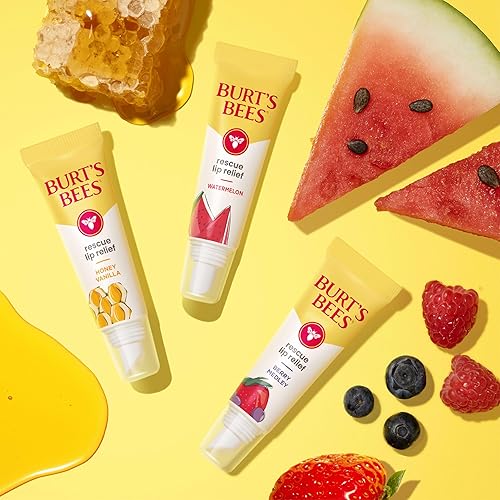 BURTS BEES HONEY VANILLA RESCUE LIP BALM, HYDRATING NATURAL LIP RELIEF, 0.35OZ TUBE
