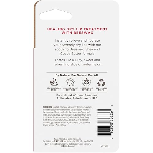 BURTS BEES WATERMELON RESCUE LIP BALM 0.35OZ HYDRATING, NATURAL BEESWAX SHEA BUTTER