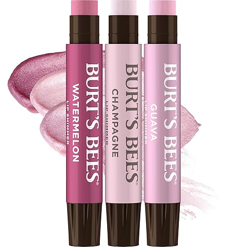 BURTS BEES PINK LIP SHIMMER TINTED BALM TRIO - MOISTURIZING, NATURAL GLOW, 3 X 0.09 OZ