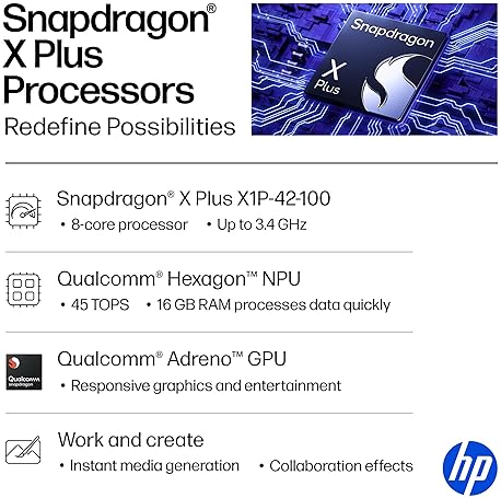 HP OMNIBOOK 5 14 INCH NEXT GEN AI PC, OLED DISPLAY, SNAPDRAGON X PLUS X1P-42-100, 16 GB RAM, 1 TB SS