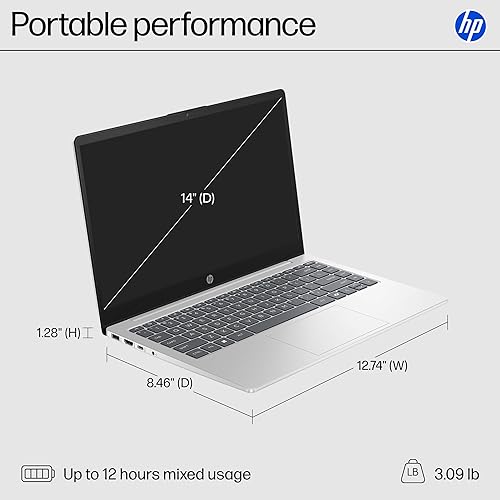 HP 14 INCH LAPTOP, HD TOUCHSCREEN DISPLAY, AMD RYZEN 5 7520U, 8 GB RAM, 512 GB SSD, AMD RADEON GRAPH