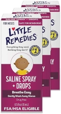LITTLE REMEDIES BABY SALINE NASAL SPRAY DROPS, STERILE RELIEF FOR NEWBORNS, 0.5 FL OZ, 3 PACK