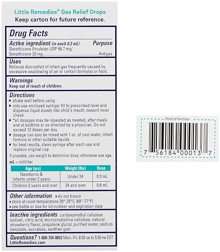 LITTLE REMEDIES BABY GAS DROPS 1 FL OZ - SOOTHES INFANT GAS, PACK OF 3