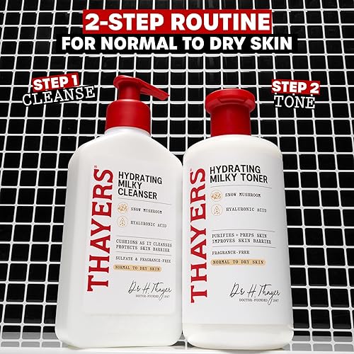 THAYERS MILKY HYDRATING FACE CLEANSER WITH SNOW MUSHROOM HYALURONIC ACID GENTLE, PARABEN-FREE, 8OZ
