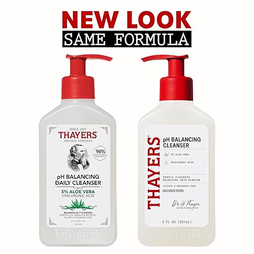 THAYERS PH BALANCING ALOE VERA FACE WASH GENTLE HYDRATING CLEANSER FOR ALL SKIN TYPES, 8 OZ