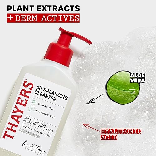 THAYERS PH BALANCING ALOE VERA FACE WASH GENTLE HYDRATING CLEANSER FOR ALL SKIN TYPES, 8 OZ