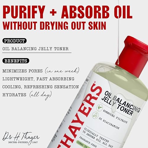 THAYERS OIL BALANCING COOLING JELLY TONER FOR OILY SKIN, PORE-REDUCING, HYDRATING 12OZ